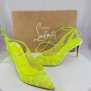 Christian Louboutin Neon Yellow Lace Heels